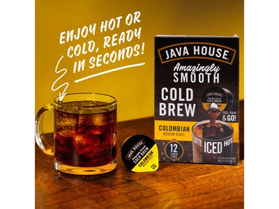 Java House Colombian Cold Brew Coffee Pods, Medium Roast, 12/Carton (FC309352)
