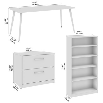 Bush Business Furniture Vista 72"W Desk with Lateral File Cabinet and Bookcase, Black Walnut (VST011BWSU)