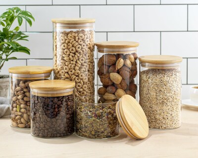 Storage Jars with Airtight Lids, Set of 6 - Bamboo