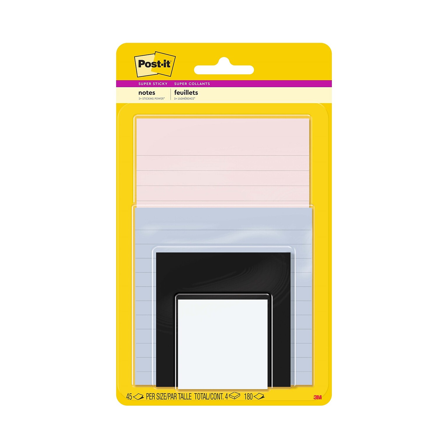 Post-it Super Sticky Notes Combo Pack, Simply Serene Collection, 45 Sheet/Pad, 4 Pads/Pack (4622-SSNE)