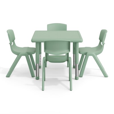 Flash Furniture Emmy Square Activity Table Set, 24" x 24", Height Adjustable, Sage (YCX232SQRTBSGEE)