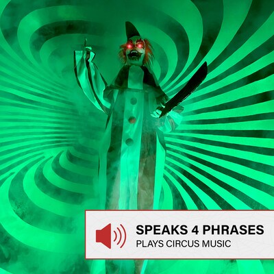 Haunted Hill Farm Lifesize Animatronic Clown Holding Knife (HHCLOWN-36FLSA)