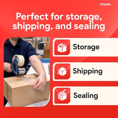 Staples® Lightweight Moving & Storage Packing Tape, 1.88" x 54.6 yds., Clear, 6/Pack (ST61006/52207)