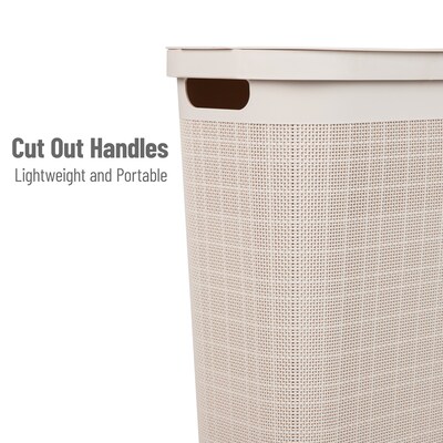 Mind Reader 10.57-Gallon Hamper with Lid, Plastic, Ivory (40FABHAMP-IVO)
