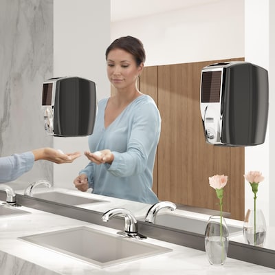 Rubbermaid AutoFoam Automatic Wall Mounted Hand Soap Dispenser, White/Gray Pearl (1980828)