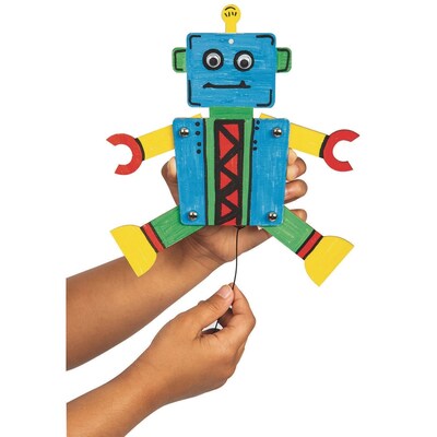 S&S Wooden Robot Pull Toy Craft Kit, 12/Pack (GP3357)