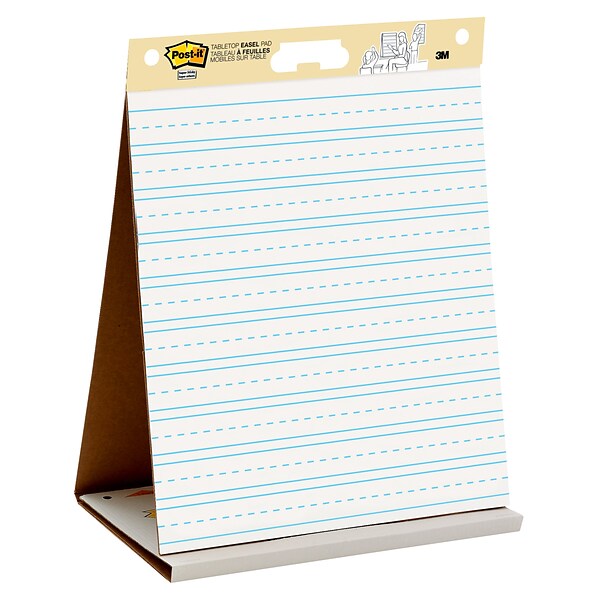 Post-it® Super Sticky Tabletop Easel Pad, 20 x 23, White with Primary Lines, 20 Sheets/Pad (563PRL)