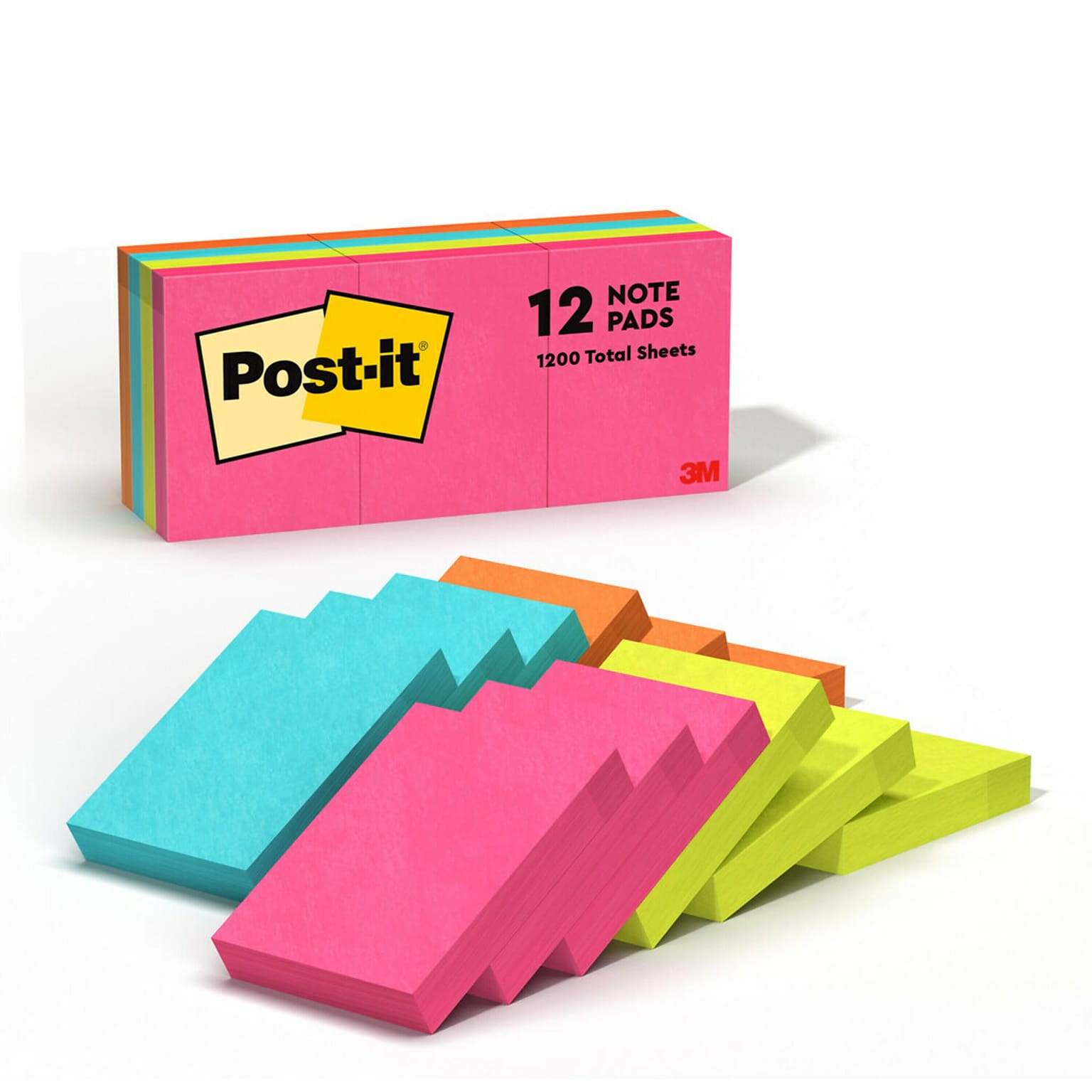 Post-it Notes, 1 3/8 x 1 7/8, Poptimistic Collection, 100 Sheet/Pad, 12 Pads/Pack (653AN)
