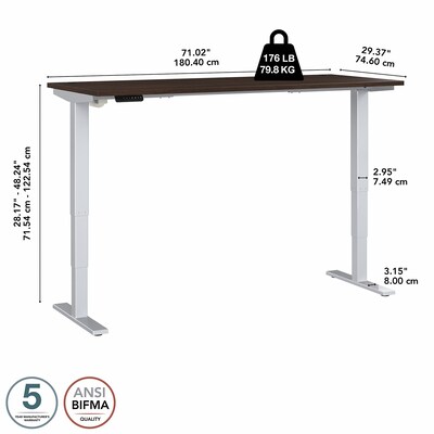 Bush Business Furniture Move 40 Series 28"-48" Adjustable Standing Desk, Black Walnut/Cool Gray Metallic (M4S7230BWSK)