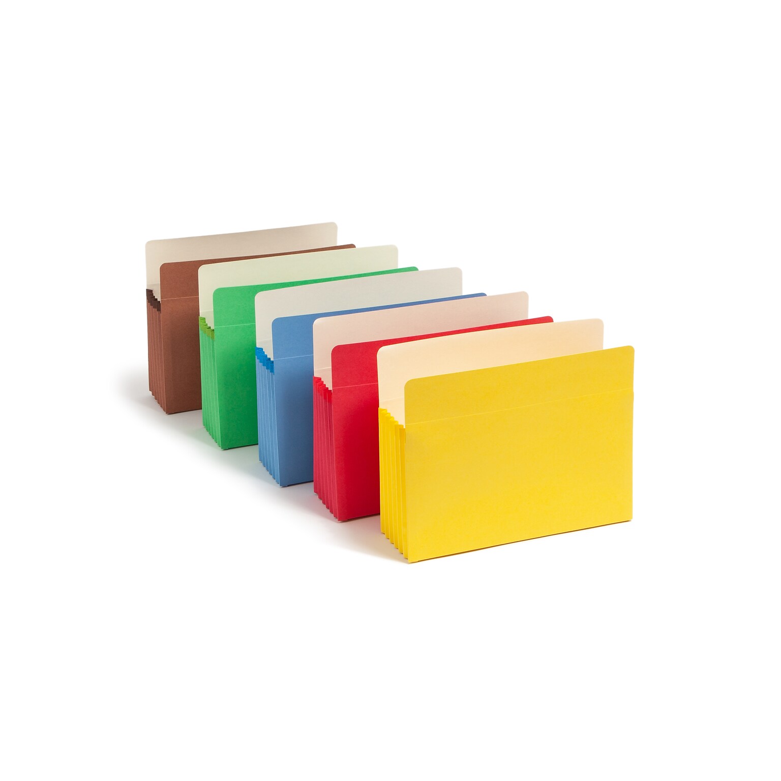 Smead Reinforced File Pocket, 5 1/4 Expansion, Letter Size, Blue/Green/Red/Redrope/Yellow, 5/Pack (73836)