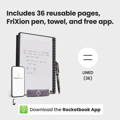 Rocketbook Core Professional Notebook, 6" x 8.8", College Ruled, 18 Sheets, Teal (EVR2-E-RCCCEFR)