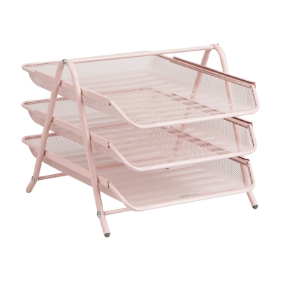 Mind Reader Metal Front Loading Letter Tray, Pink (3TPAPER-PNK)