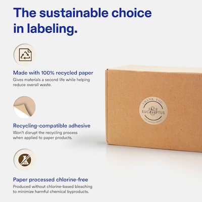 Avery Round Laser/Inkjet Multipurpose Labels, Kraft Brown, 108 Labels/Sheet, 50 Sheets/Pack (19479311157)