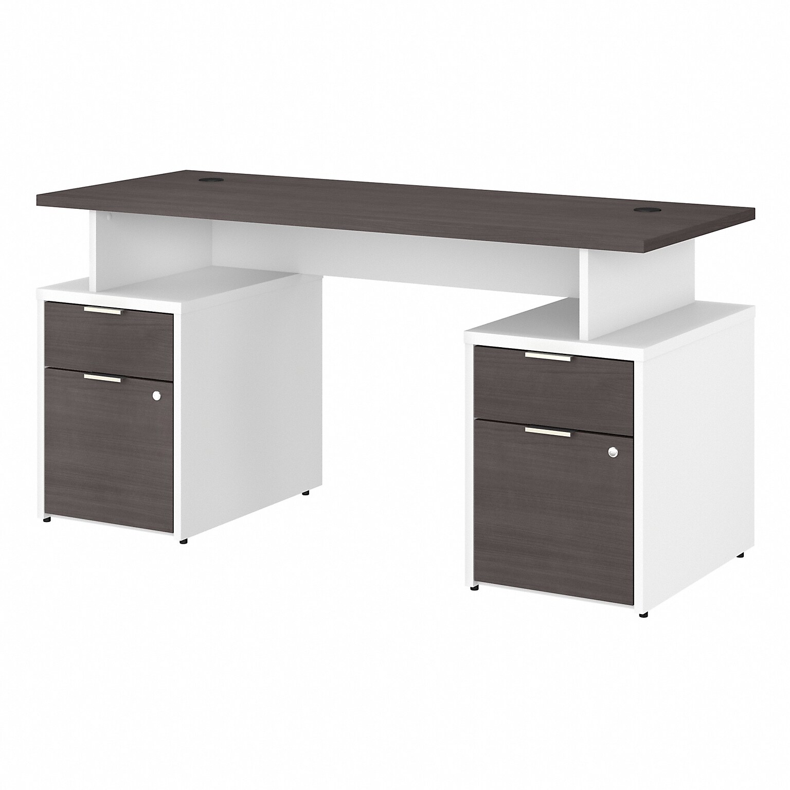 Bush Business Furniture Jamestown 60W Computer Desk with 4 Drawers, Storm Gray/White (JTN017SGWHSU)