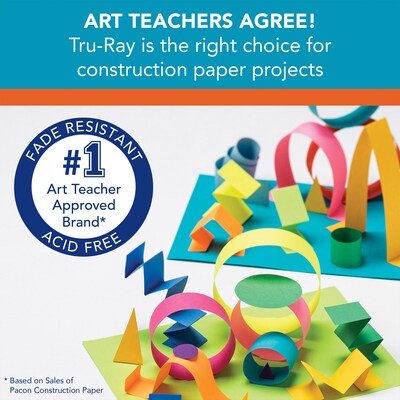 Tru-Ray 12" x 18" Construction Paper, Shocking Pink, 50 Sheets/Pack, 5 Packs/Bundle (PAC103045-5)