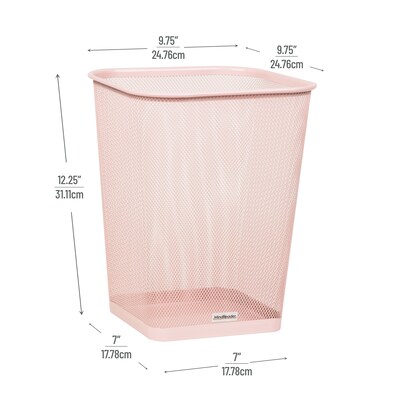 Mind Reader Metal Trash Can Without Lid, 5 Gallon, Pink, 2/Pack (2SQUAGA-PNK)