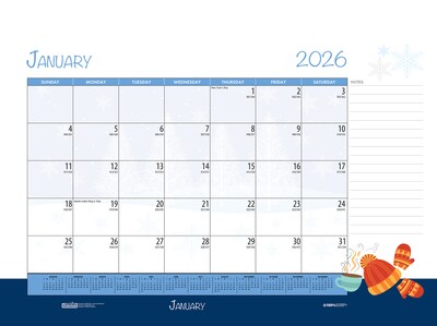 2025-2026 House of Doolittle Seasonal/Holiday 22" x 17" Academic Monthly Desk Pad Calendar (1395-26)