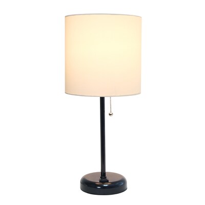 Creekwood Home Oslo 19.50 LED Table Lamp with Power Outlet Base, Black/White (CWT-2008-BA)