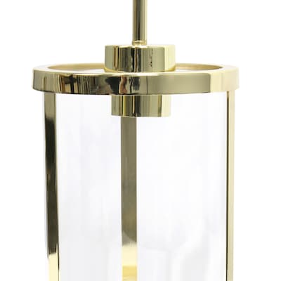 Lalia Home 1-Light Hanging Cylindrical Clear Glass LED Pendant Fixture with Accents, Gold (LHP-3002-GL)