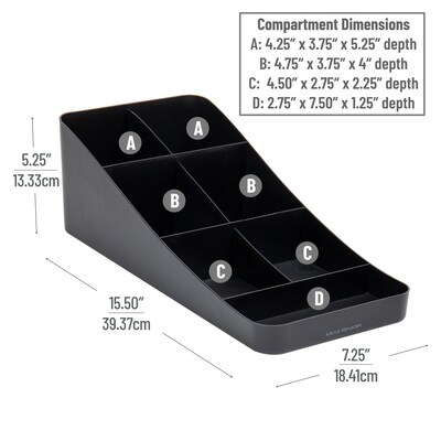 Mind Reader Plastic 7 Compartment Coffee Cup and Condiment Organizer, Black (COMP7-BLK)