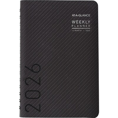 2026 AT-A-GLANCE Contemporary 5" x 8" Weekly & Monthly Planner, Faux Leather Cover, Charcoal (70-100X-45-26)