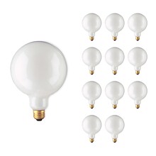 Bulbrite Incandescent G40 Medium Screw Base (E26) Light Bulb, 60 Watt, White, 12/Pack(861046)