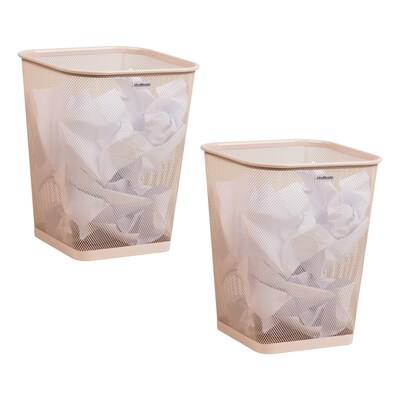 Mind Reader Metal Trash Can Without Lid, 5 Gallon, Pink, 2/Pack (2SQUAGA-PNK)