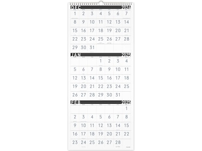 2025 AT-A-GLANCE Contemporary 12 x 27 Three-Month Wall Calendar, White/Black (PM11X-28-25)