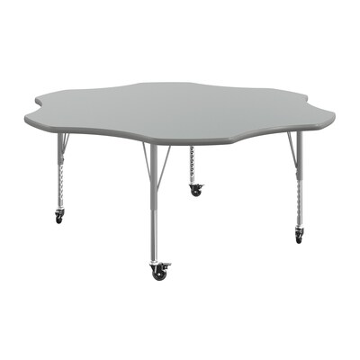 Flash Furniture Wren 60 Flower Activity Table, Height Adjustable, Gray Top/Silver Frame (XUA60FLRGTPC)