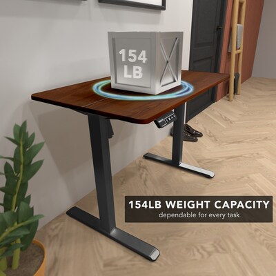 Mount-It! 40"W Electric Rectangular Adjustable Standing Desk, Hazelnut/Black (MI-8036)
