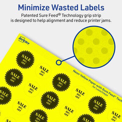 Avery Burst Multipurpose Labels, 1", Neon Yellow, 480/Pack (94606)