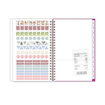 2027 Blue Sky Kelly Ventura Magenta Blooms 5" x 8" Calendar Year Weekly & Monthly Standard Planner, Plastic Cover