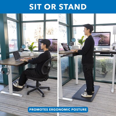 Mount-It! Large 63W Electric Corner Adjustable Standing Desk, Brown/White (MI-15018)