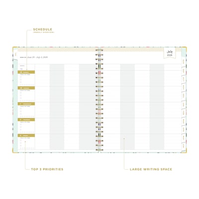 2026-2027 Blue Sky Flower Clip 8 x 11 Academic Year Weekly & Monthly Planner, Plastic Cover (157627)