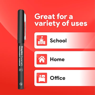Staples Duramark Permanent Marker, Ultra Fine Tip, Black, Dozen (ST62927)