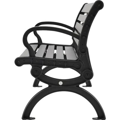 Global Industrial 6' Aluminum Park Bench w/ Backrest, Black (436978BK)