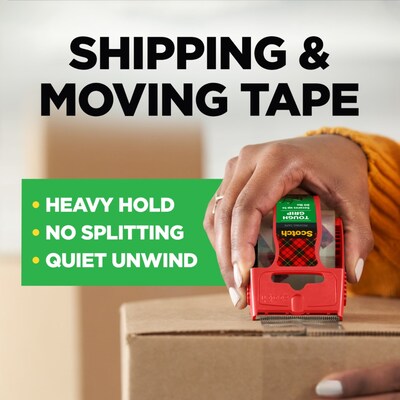 Scotch Tough Grip Packing Tape with Dispenser, 1.88 x 22.2 yds., Clear, 6/Pack (MMM1506)