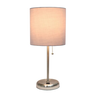 Creekwood Home Oslo 19.50 LED Table Lamp with USB Port, Brushed Steel/Gray (CWT-2012-GY)