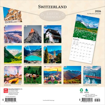 2026 BrownTrout Switzerland 12 x 12 Monthly Wall Calendar (9798330705757)