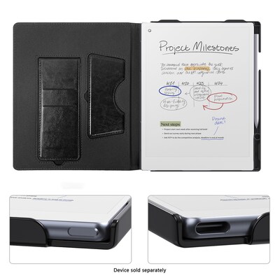 SaharaCase Indy Series Bi-Fold Folio Case for reMarkable Paper Pro, Black (TB00433)