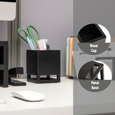 Mind Reader Pen Holder, Black (PENWD-BLK)
