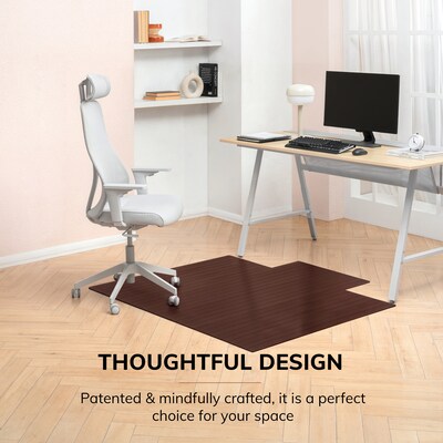 Anji Mountain Standard Bamboo Carpet & Hard Floor Chair Mat with Lip, 55" x 57", Dark Cherry (AMB24009)