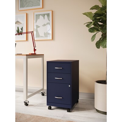 Space Solutions 18" 3-Drawer Mobile Letter Width Vertical File Cabinet, Navy (24430)