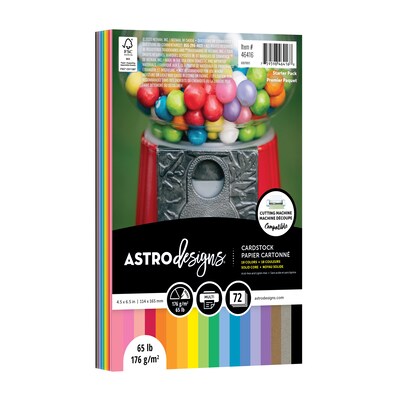 Neenah Paper Creative Collection 65 lb. Cardstock Paper, 4.5 x 6.5, Assorted Colors, 72 Sheets/Pac