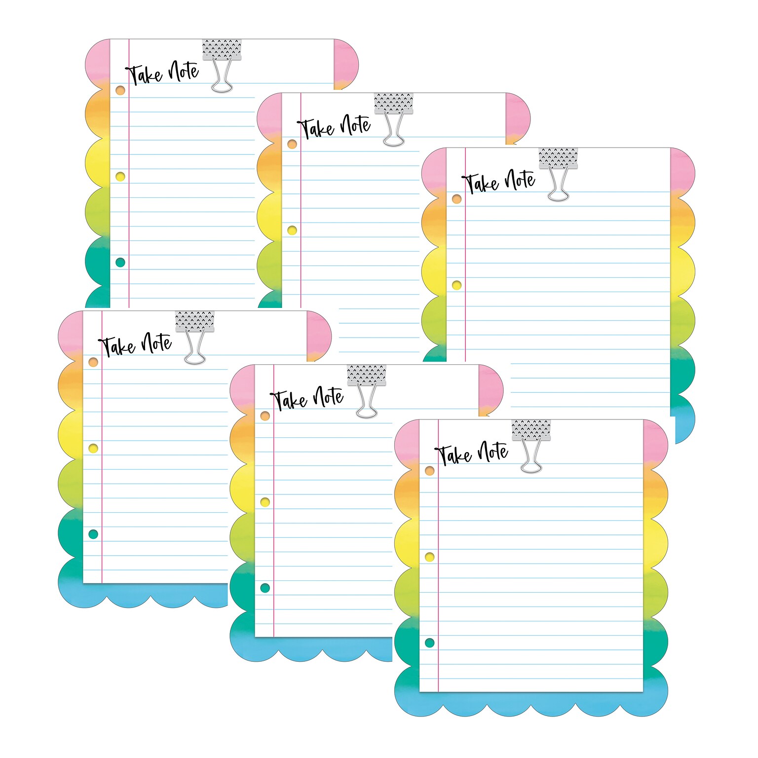 Happily Ever Elementary Creatively Inspired Take Note Notepad, 5.75 x 6.25, Multicolored, 50 Sheets/Pad, 6 Pads/Bundle