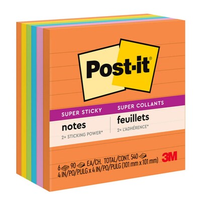 Post-it Super Sticky Large Notes Oasis Color Collection, Pack of 3 Pads, 70  Sheets per Pad,101 mm x 101 mm, Blue, Green - Extra Sticky Notes for Note