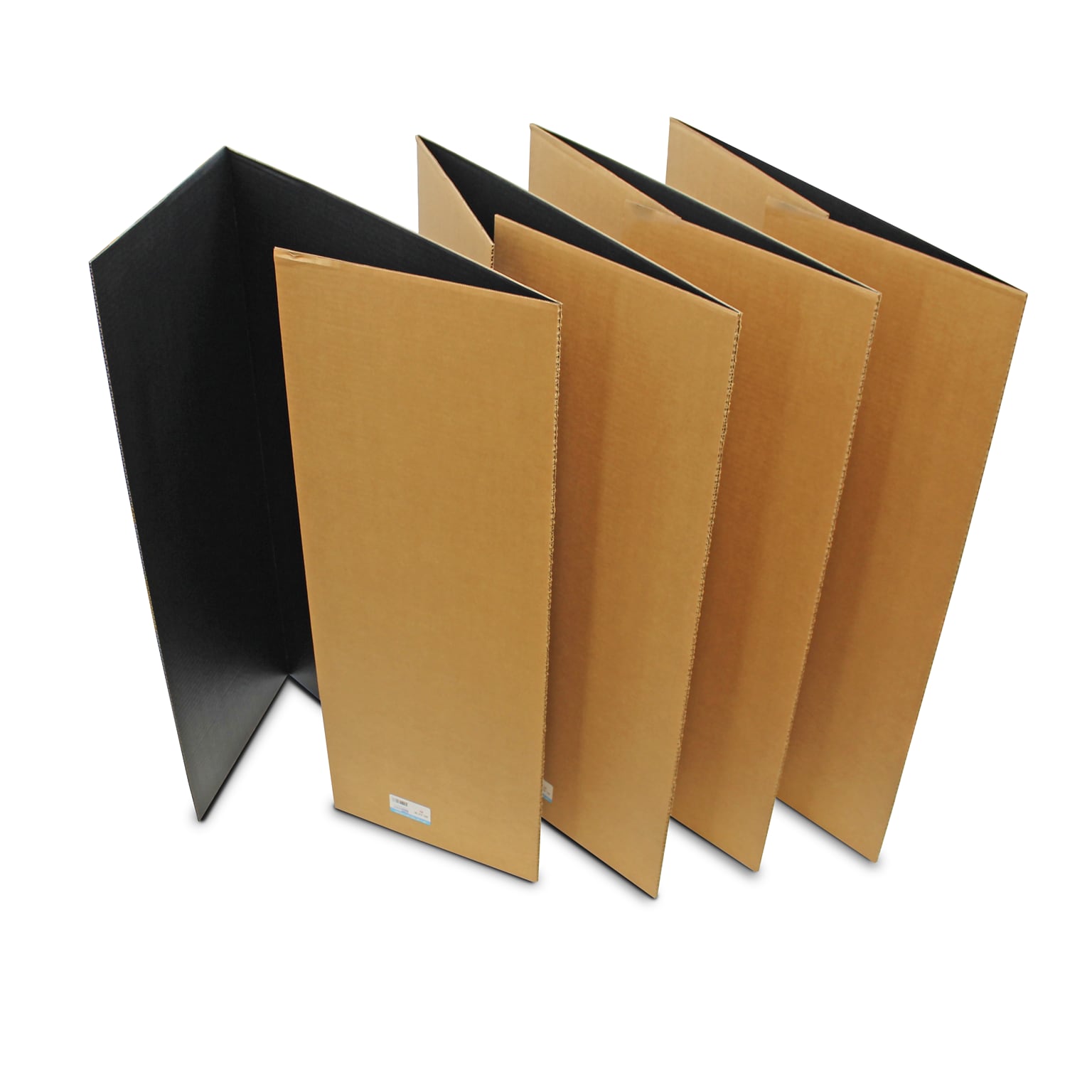 Flipside Tri-Fold Presentation Board, 36 x 48, Corrugated Paper, Black, 4/Pack (18067)