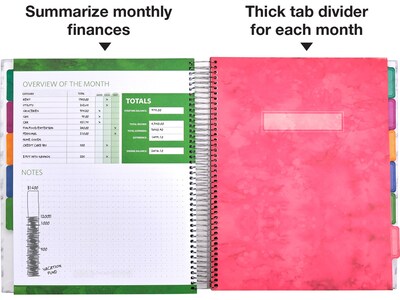 Global Printed Products 8.5" x 11" Budget Planner & Monthly Bill Organizer, Paperboard Cover, Pink/White (GPP-0073A)