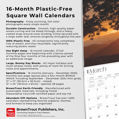2025 BrownTrout North Carolina Wild & Scenic 12" x 12" Monthly Wall Calendar (9781975475444)