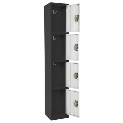 AdirOffice 72" 4-Tier Black and White Storage Locker, 4/Pack (ADI629-204-B-W-PKG-4)